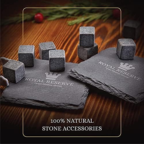 ויסקי אבנים מתנת סט על ידי רויאל מילואים | אומן בעל מבנה מצמרר סלעים ויסקי בורבון משקפיים וצפחה שולחן תחתיות-מתנה עבור